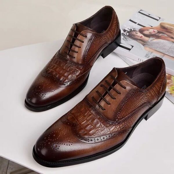 Men Leather Shoes Oxford Wedding Corporate Formal Loafers Slip-Ons Vintage Brown - Image 2