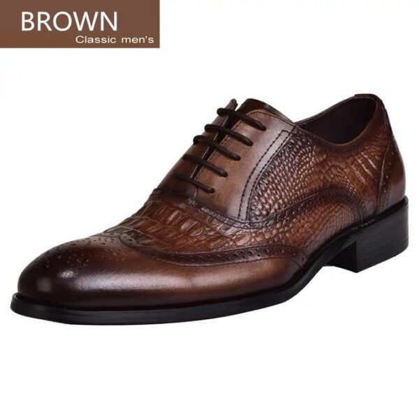 Men Leather Shoes Oxford Wedding Corporate Formal Loafers Slip-Ons Vintage Brown - Image 3