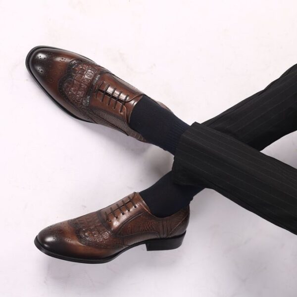 Men Leather Shoes Oxford Wedding Corporate Formal Loafers Slip-Ons Vintage Brown - Image 5